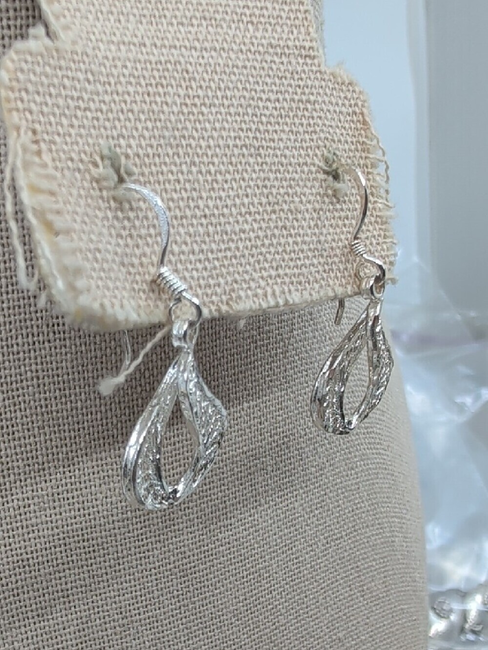 Vintage Sterling Silver 925 Filigree Lace Drop Earrings Dangle Art Nouveau - Picture 17 of 17